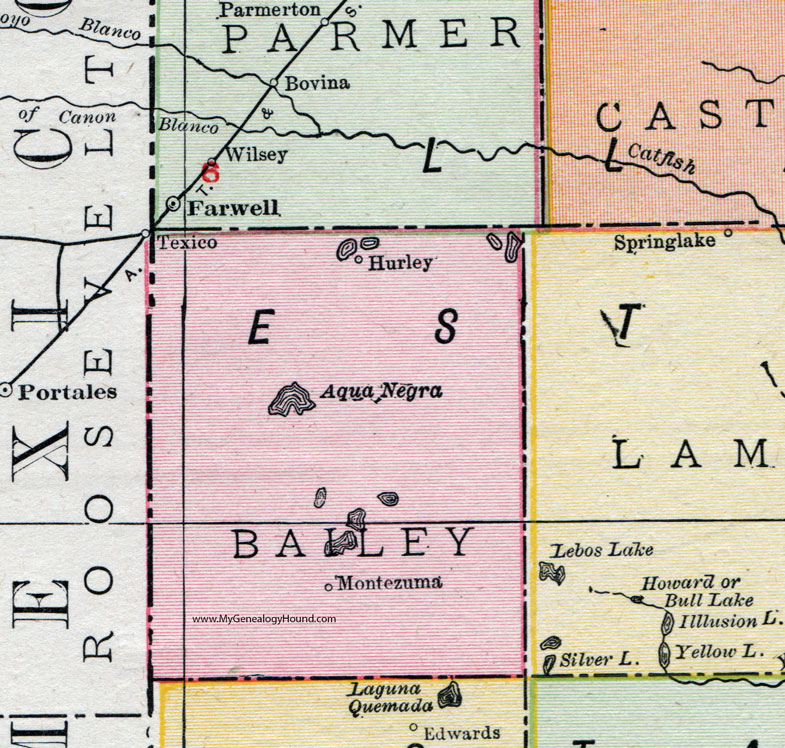 Bailey County, Texas, 1911, Map, Rand McNally, Hurley, Montezuma