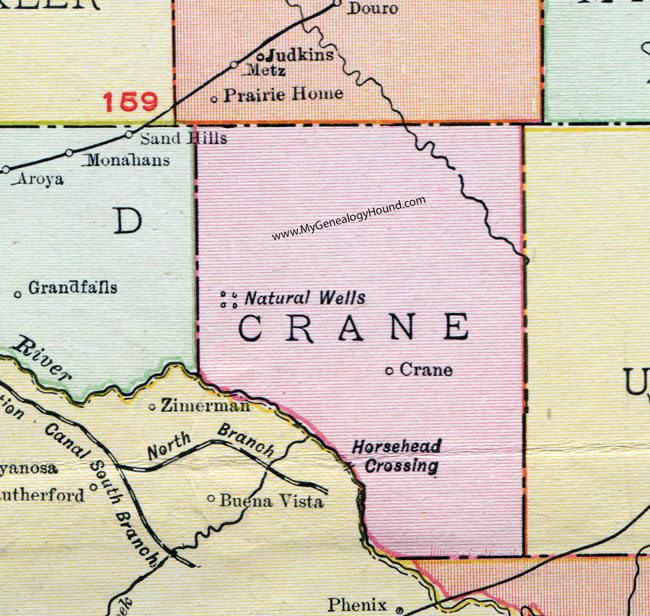 Crane County, Texas, Map, 1911, Crane City