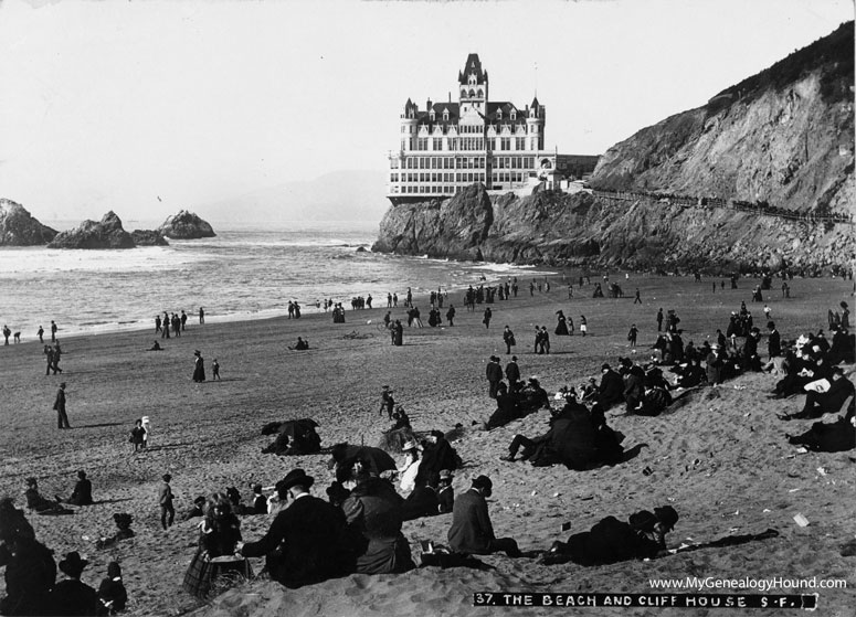 The Cliff House and Beach, San Francisco California, 1902, historical photo