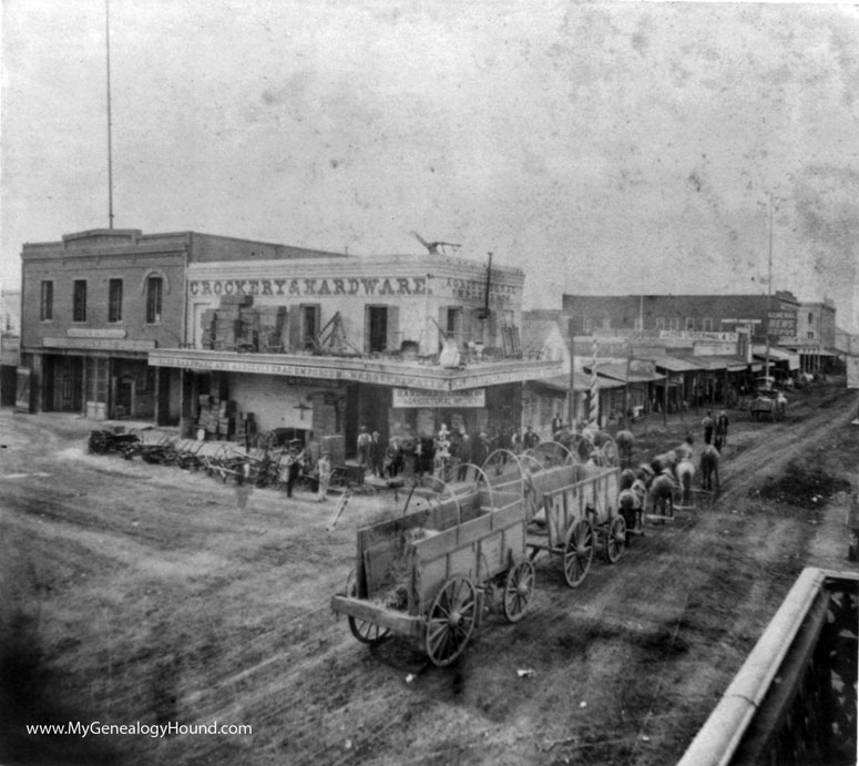 Stockton, California, Main and El Dorado Streets, 1866, historic photo