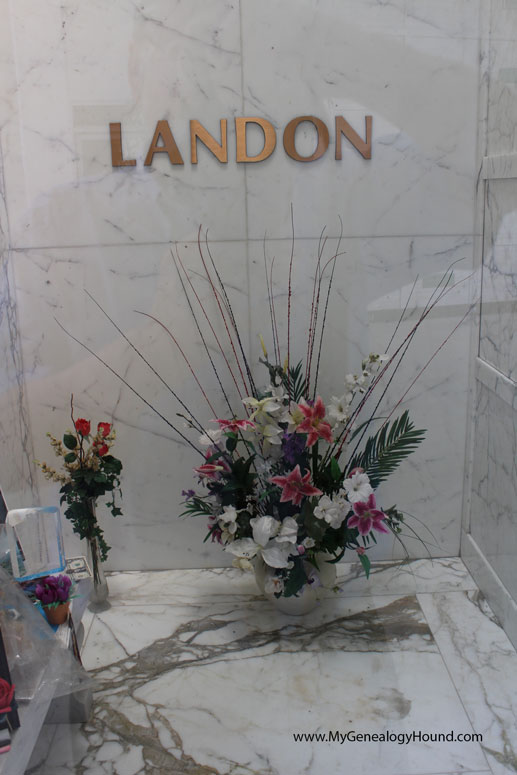 Michael Landon, back wall of grave, crypt, or tomb, Hillside Memorial Park, Culver City, California, photo