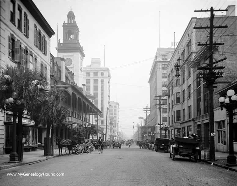 Jacksonville, Florida, Forsyth Street Looking East, 1910, historic photo