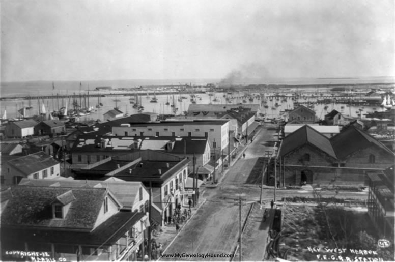 Key West Harbor, Florida, 1912, historic photo