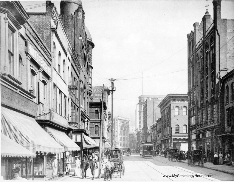 Atlanta, Georgia, Shopping District on Whitehall Street, 1905, historic photo