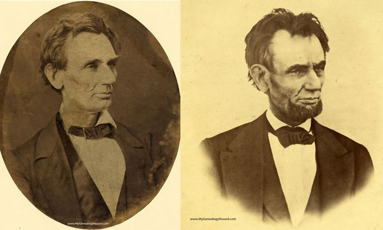 President Abraham Lincoln, 1860 and 1865, composite historic photos