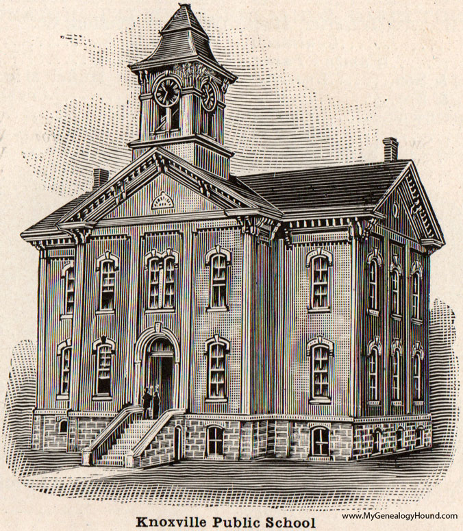 Knoxville, Illinois, Public School, 1917, historic engraving photo