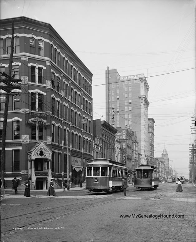 Louisville, Kentucky, Market Street, 1900-1910, historic photo
