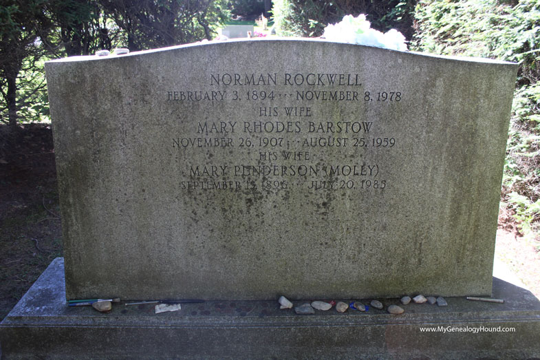 Stockbridge, Massachusetts, Norman Rockwell, tombstone and grave, back side, photo