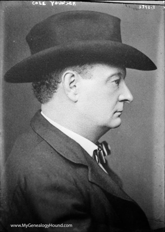Cole Younger, portrait, 1915, historic photo