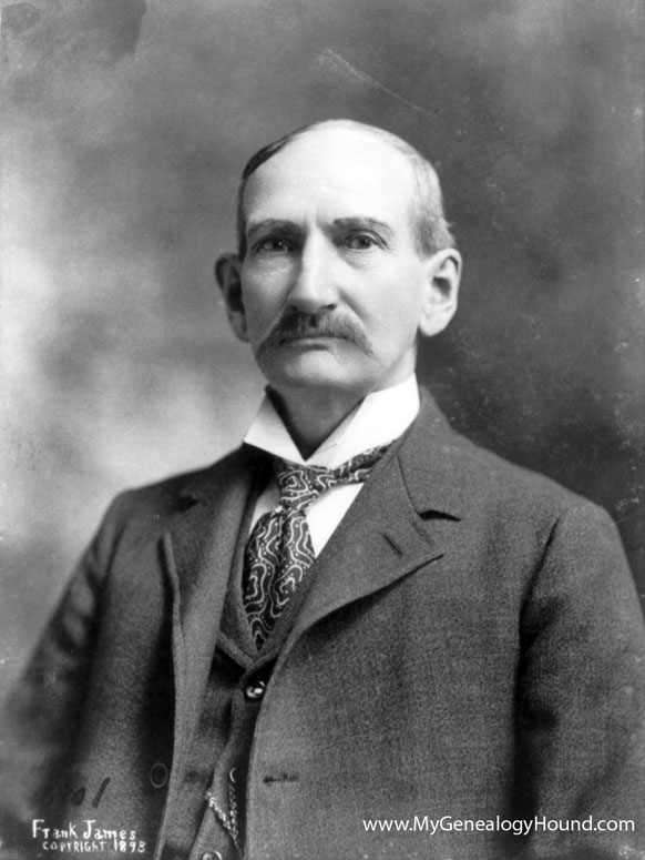 Frank James, portrait, 1898, historic photo