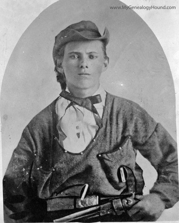 Jesse James, portrait, 1864, historic photo