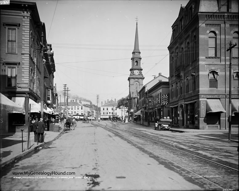 Portsmouth, New Hampshire, Congress Street near Market Square, 1910, historic photo