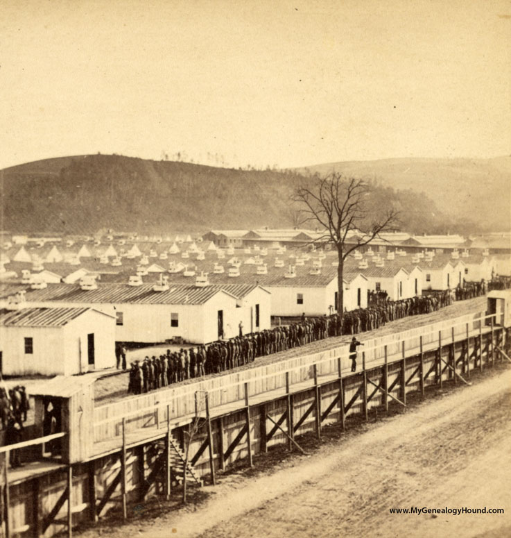Elmira, New York, Civil War Prison Camp Barracks, historic photo