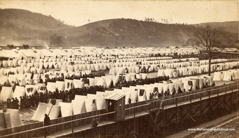 Elmira, New York, Civil War Prison Camp Tents, historic photo