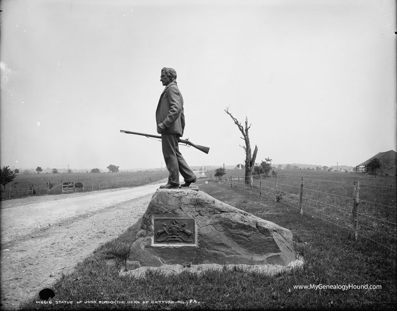 Statue of John L. Burns, Gettysburg National Military Park, Battle of Gettysburg