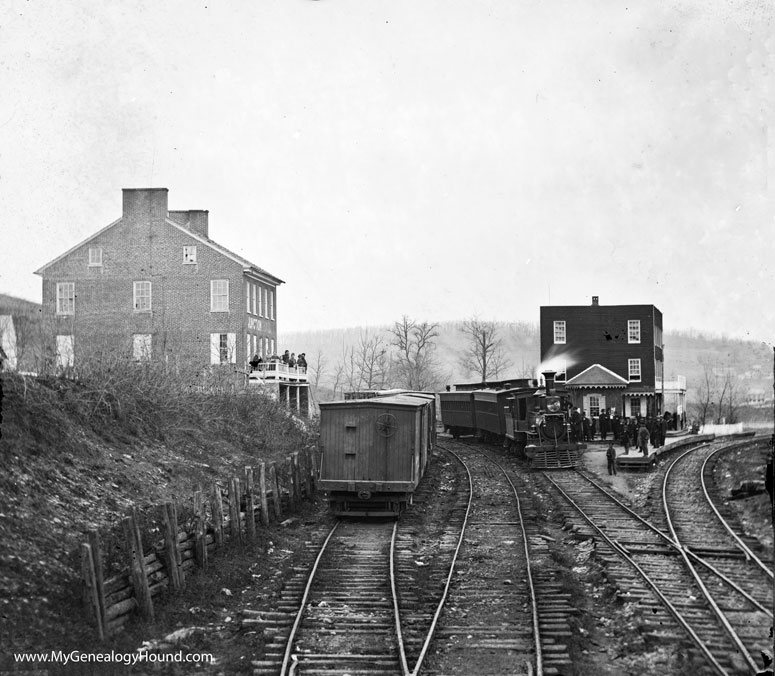 Hanover Junction, Pennsylvania, Passenger Train at the Railroad Depot, historic photo