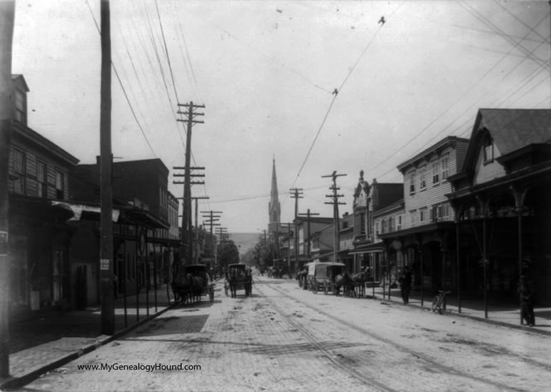 Shamokin, Pennsylvania, Looking South from the railroad crossing, 1905, historic photo
