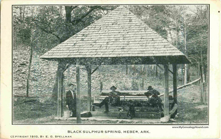 Heber Springs, Arkansas, Black Sulphur Spring, vintage postcard, historic photo