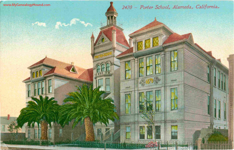 Alameda, California, Porter School, vintage postcard, historic photo