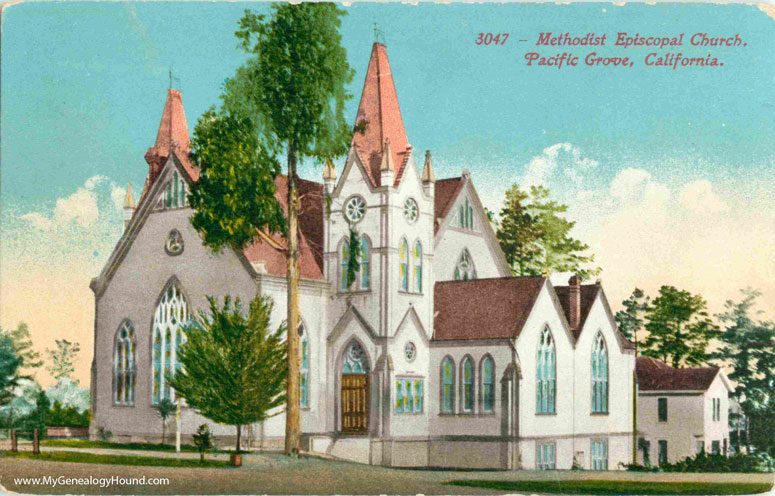 Pacific Grove, California, Methodist Episcopal Church, vintage postcard photo