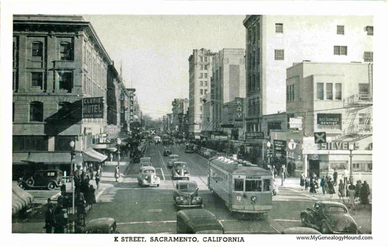 Sacramento, California, K Street, vintage postcard, vintage postcard, historic photo