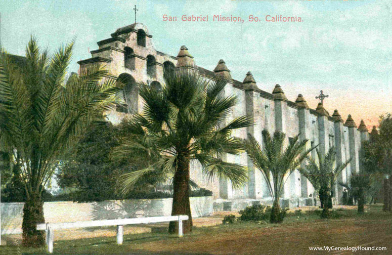 San Gabriel, California, San Gabriel Mission, vintage postcard photo