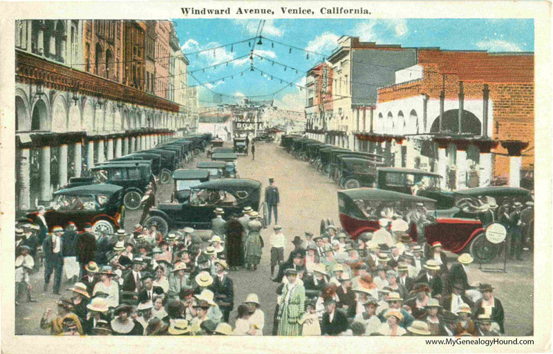 Venice, California, Windward Avenue, vintage postcard, vintage postcard, historic photo