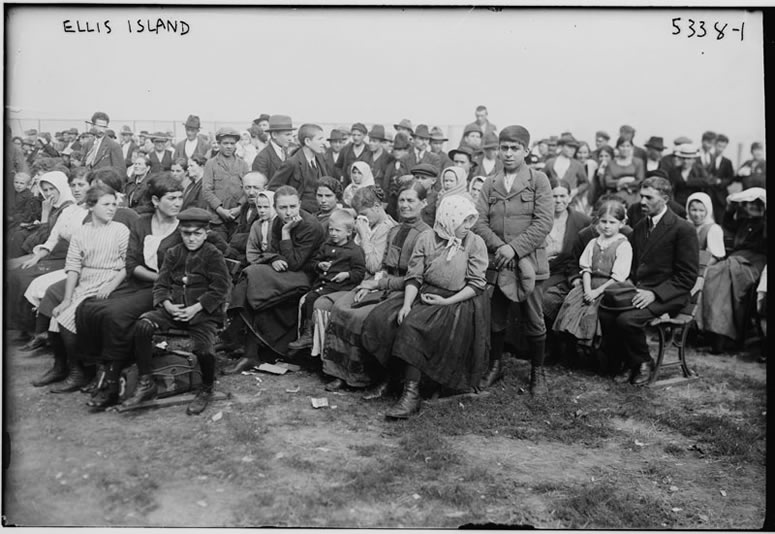 Immigrants at Ellis Island Vintage Photograph