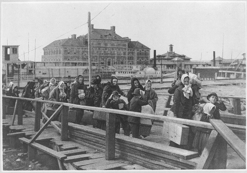 Immigrants Landing at Ellis Island Vintage Photograph