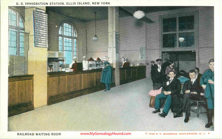 Ellis Island Railroad Waiting Room Vintage Postcard