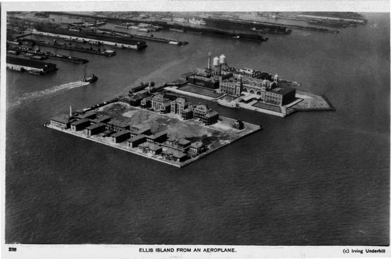 Ellis Island from an Aeroplane Vintage Postcard