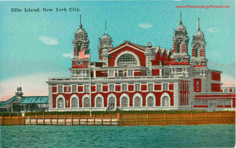 Ellis Island Administration Building view J Vintage Postcard