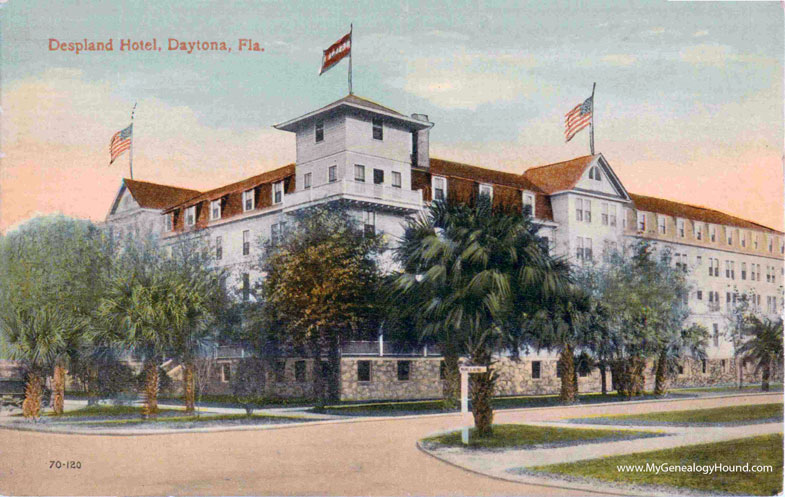 Daytona, Florida, Despland Hotel, color vintage postcard photo