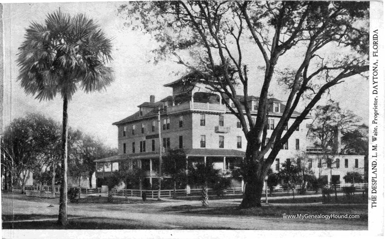 Daytona, Florida, Despland Hotel, gray vintage postcard photo