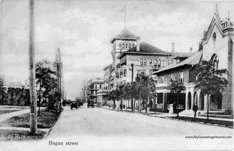 Jacksonville, Florida, Hogan Street, vintage postcard photo