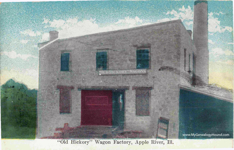 Apple River, Illinois, Old Hickory Wagon Factory, vintage postcard, photo