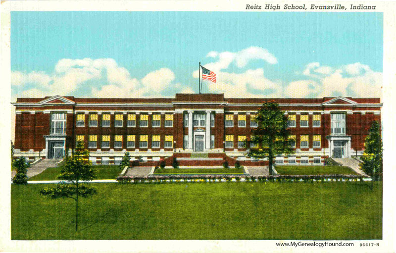 Evansville, Indiana, Reitz High School, vintage postcard, historic photo
