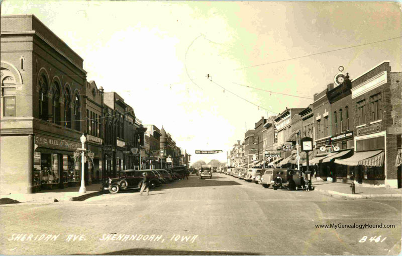 Shenandoah, Iowa, Sheridan Avenue, vintage postcard, historic photo