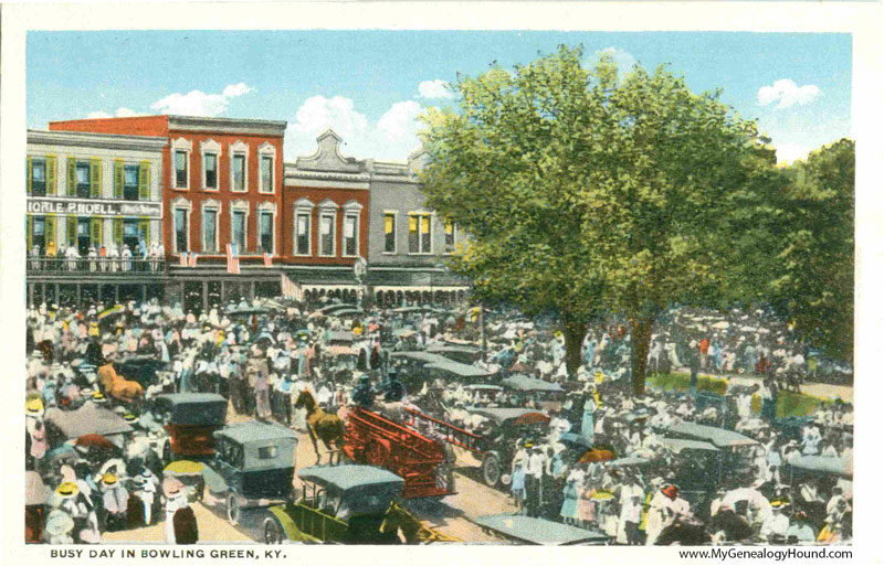 Bowling Green, Kentucky, Busy Day, vintage postcard, historic photo