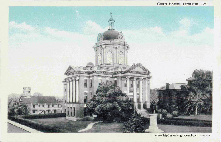 Franklin, Louisiana, St. Mary Parish Court House, vintage postcard photo