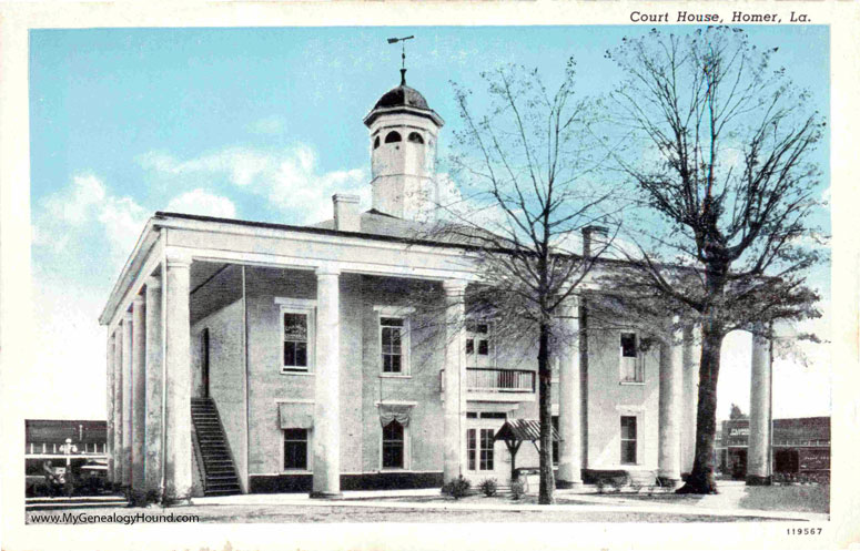Homer, Louisiana, Claiborne Parish Court House, vintage postcard photo