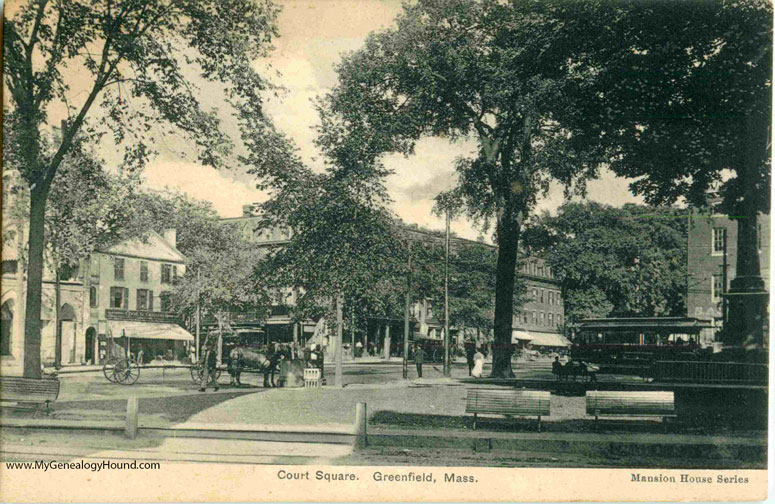 Greenfield Massachusetts Court Square vintage postcard historic photo