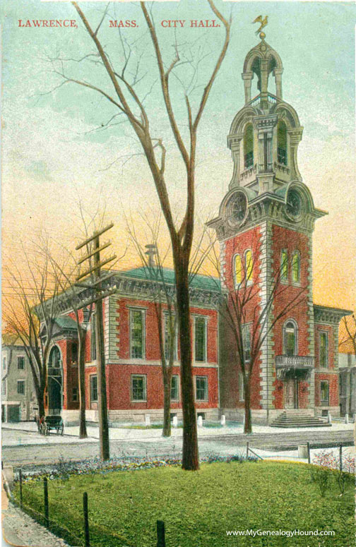 Lawrence, Massachusetts, City Hall, vintage postcard, historic photo