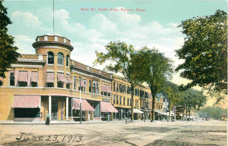 Palmer, Massachusetts, Main Street, North Side, vintage postcard, historic photo