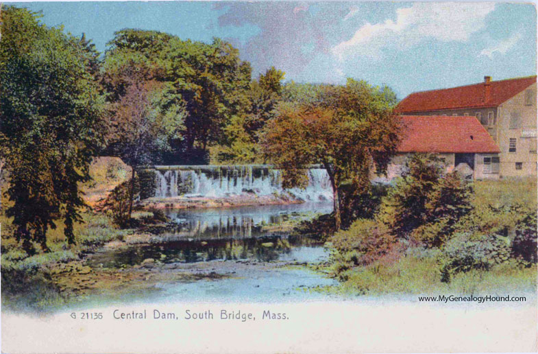 South Bridge, Massachusetts Central Dam, vintage postcard photo