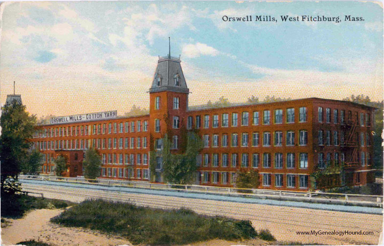 West Fitchburg, Massachusetts, Orswell Mills, vintage postcard photo