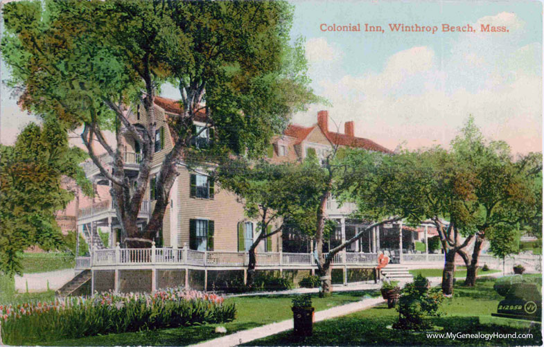 Winthrop Beach, Massachusetts, Colonial Inn, vintage postcard photo