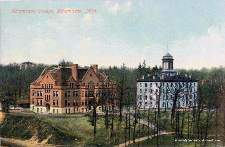 Kalamazoo, Michigan, Kalamazoo College, vintage postcard photo