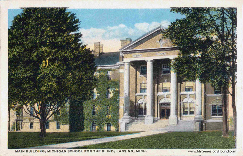 Main Building of the State School for the Blind, Lansing, Michigan, vintage postcard, photo