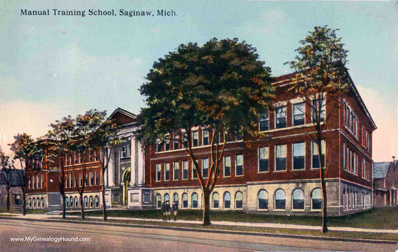 Saginaw, Michigan, Manual Training School, vintage postcard photo